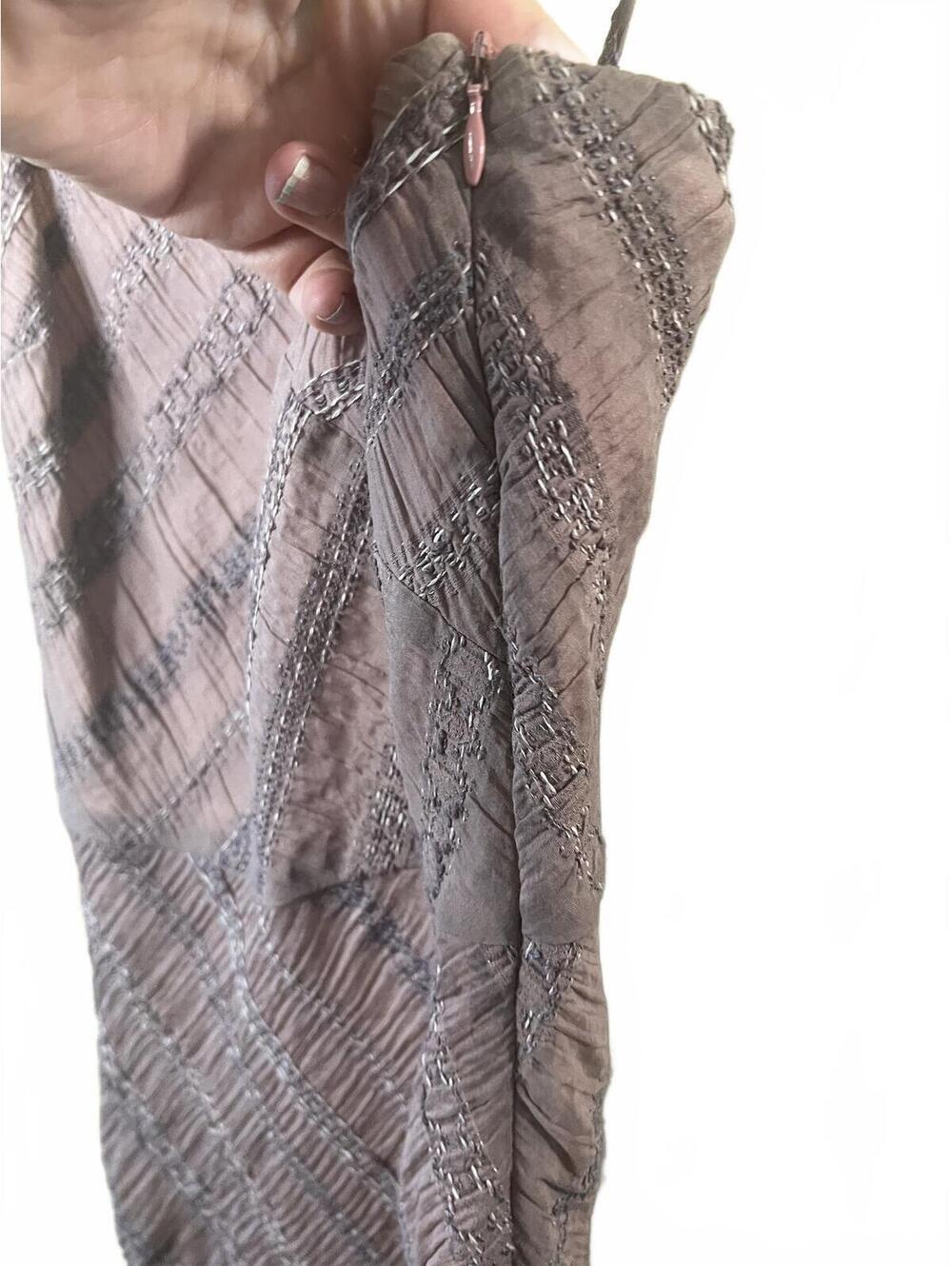 Vintage Tessuto Silk Blend Textured Lavender Midi Slip Dress Y2K Fairy Size 6 - Picture 5 of 10
